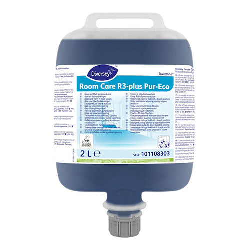 ROOM CARE R3-PLUS PUR-ECO - DETERGENTE PER VETRI MULTIUSO CONCENTRATO - 2 RICARICHE da 2 lt