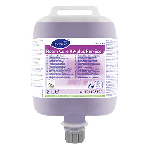 ROOM CARE R9-PLUS PUR-ECO - DETERGENTE ACIDO CONCENTRATO PER SUPERFICI DURE - 2 RICARICHE da 2 lt