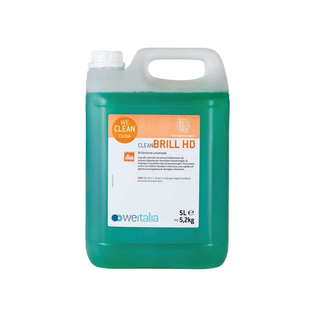 WE CLEAN BRILL HD Brillantante acido concentrato per il lavaggio meccanico delle stoviglie indicato per acque di media ed elevata durezza - Formati lt 5 e lt 20
