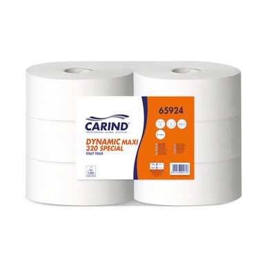 CARTA IGIENICA MAXI JUMBO CARIND DISSOLVING ECOLABEL 2V MT.320 - Confezione da 6 PZ.