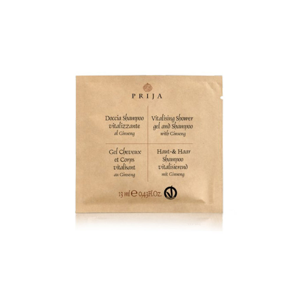 SHAMPOO DOCCIA VITALIZZANTE AL GINSENG LINEA PRIJIA - CONFEZIONE DA 600 BUSTINE