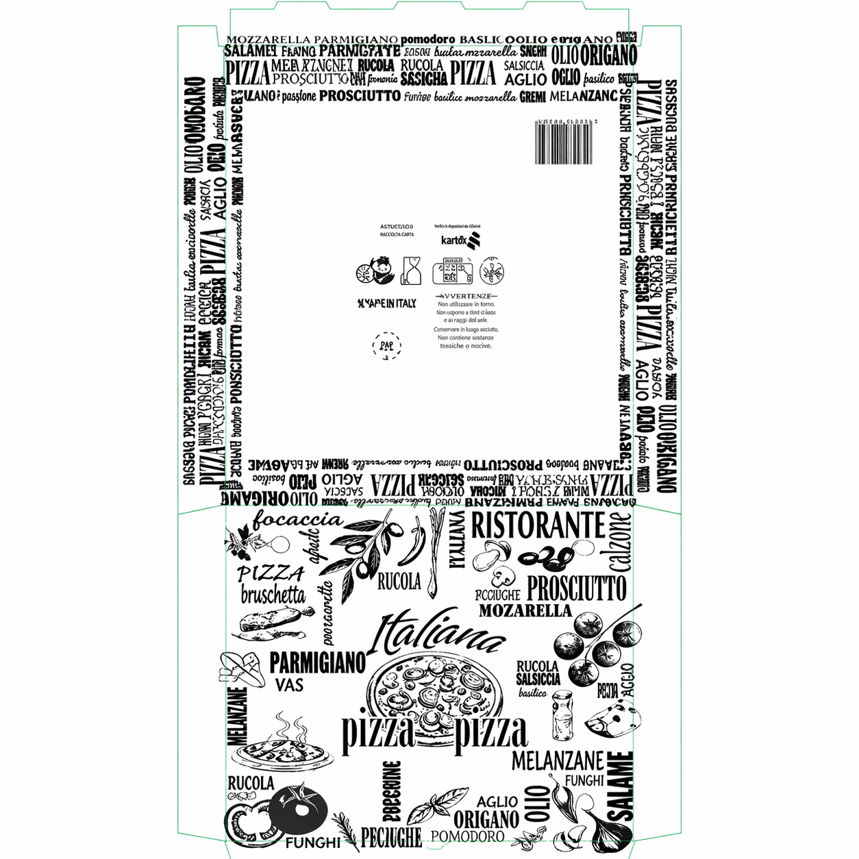 SCATOLA PIZZA TAKE AWAY VINTAGE - 33x33x3,5 cm - CONFEZIONE 100 PEZZI