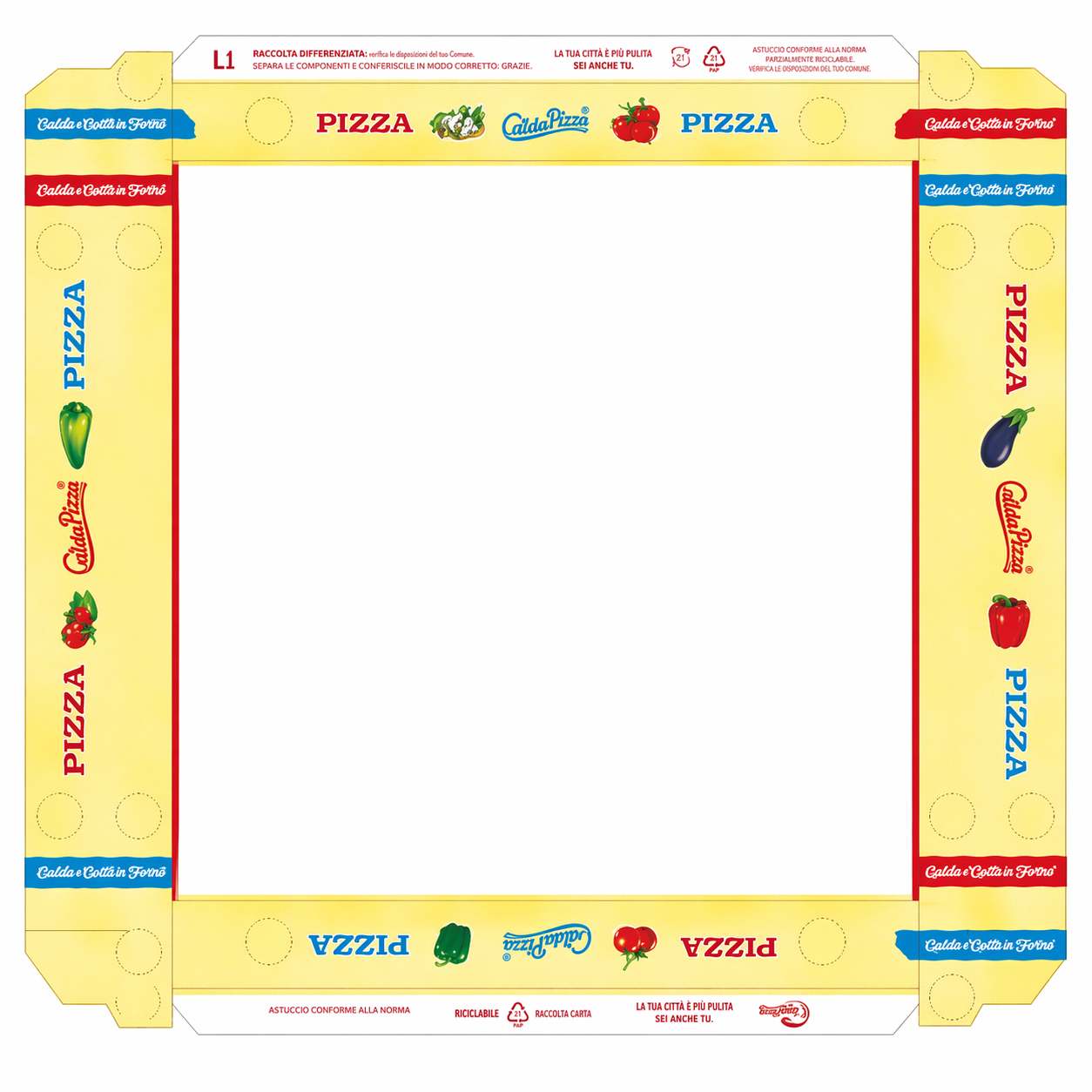 SCATOLA CUBO PIZZA TAKE AWAY IMPILABILE - 32,5x32,5x3 cm - 200 pezzi