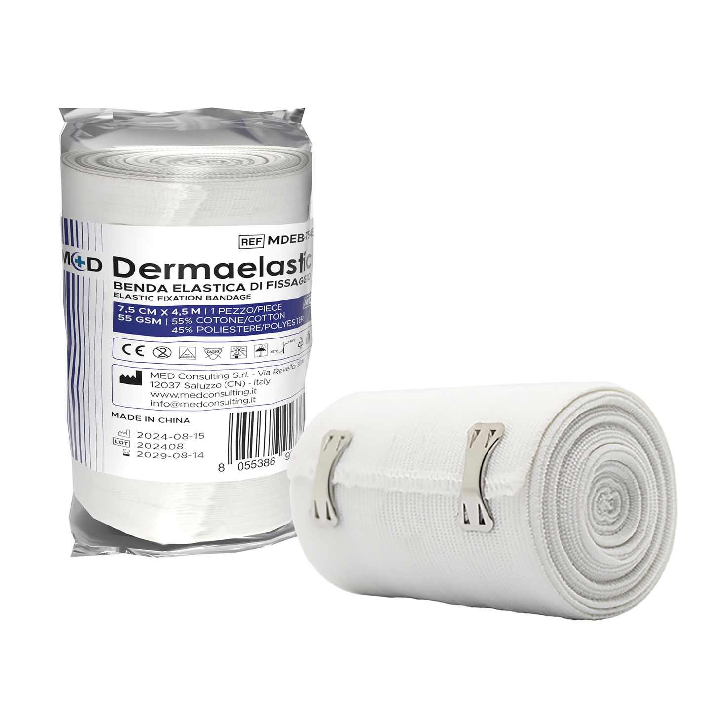 DERMAELASTIC - BENDA ELASTICA BIANCA A COMPRESSIONE MODERATA - 5 cm x 4,5 m - Confezione da 1 pezzo