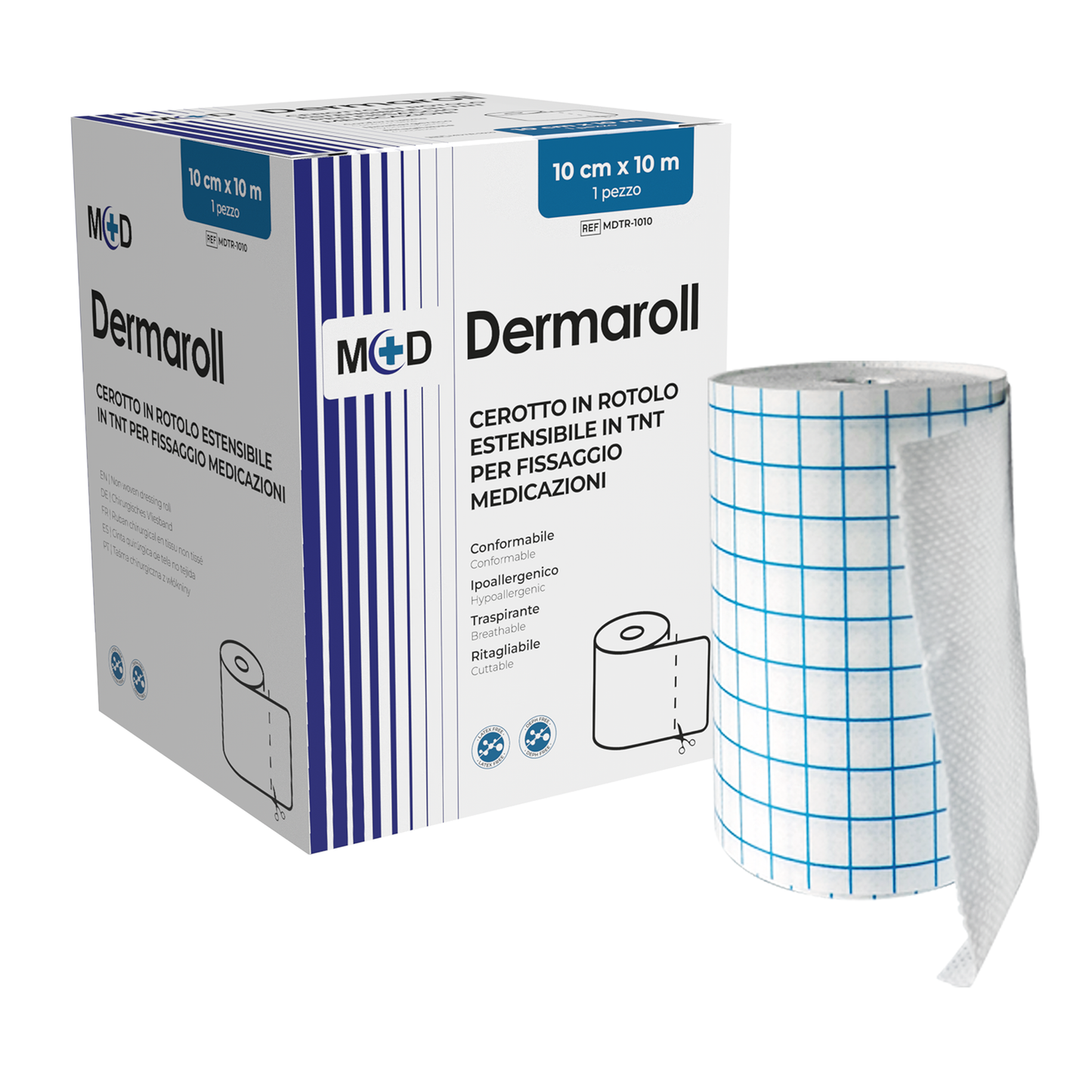 DERMAROLL - Cerotto in rotolo estensibile in TNT - Diversi formati - Confezione da 1 rotolo