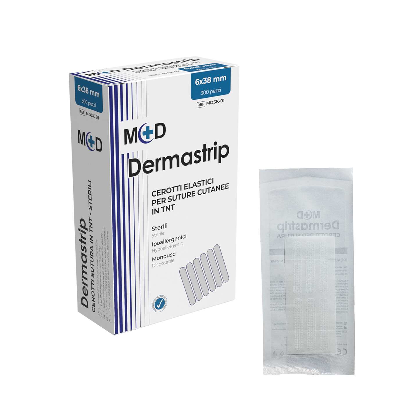 DERMASTRIP - Cerotti elastici per suture cutanee - 6x38 mm - Confezione da 300 pezzi