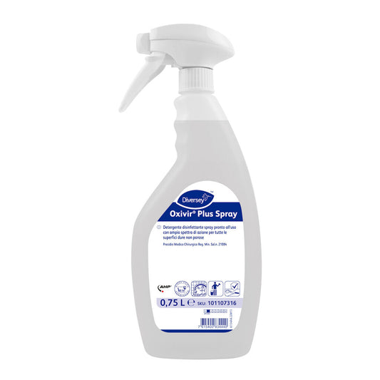 DIVERSEY - OXIVIR PLUS DISINFETTANTE SPRAY P.M.C. ml 750 Detergente Disinfettante per superfici ad ampio spettro d’azione – Presidio Medico Chirurgico Reg. Min. Sal. N. 21084