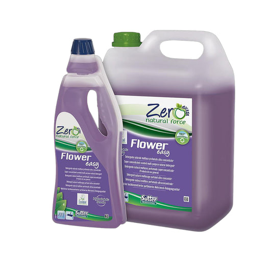 SUTTER - FLOWER EASY ECOLABEL - Detergente naturale idroalcolico profumato super concentrato - Formati lt 5 e lt 0,75
