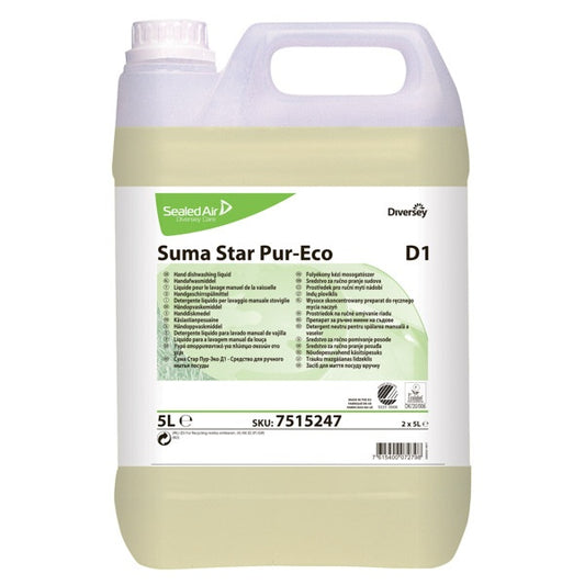 SUMA STAR PUR-ECO - DETERGENTE PER LAVAGGIO MANUALE STOVIGLIE - TANICA da 5 lt