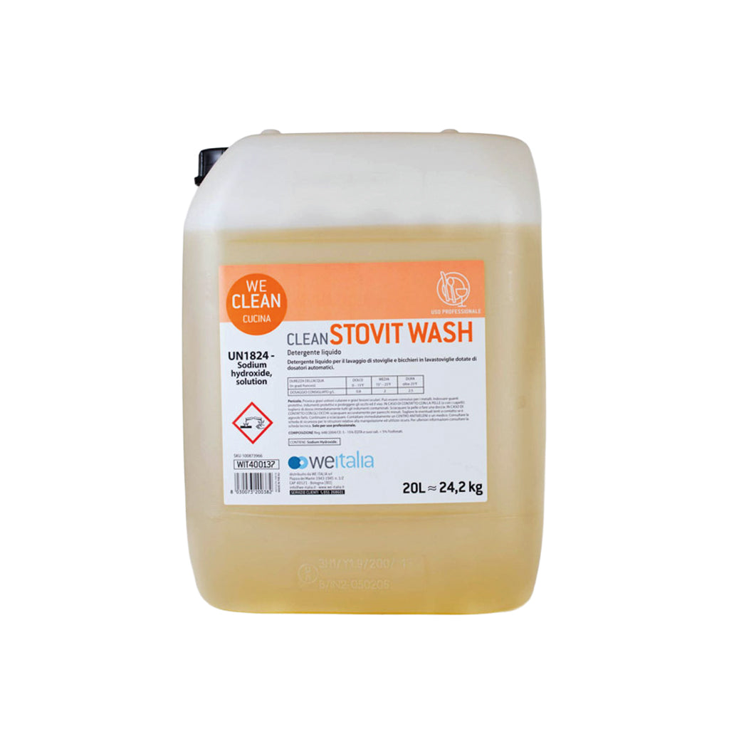 WE CLEAN STOVIT WASH Detergente liquido per il lavaggio di stoviglie e bicchieri in lavastoviglie dotate di dosatori automatici - FORMATI lt 20 e lt 5