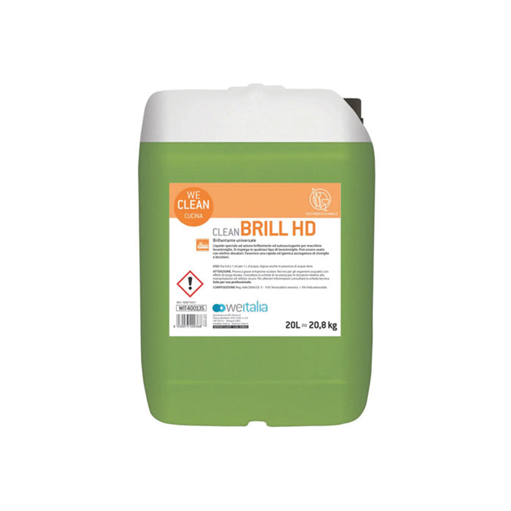 WE CLEAN BRILL HD Brillantante acido concentrato per il lavaggio meccanico delle stoviglie indicato per acque di media ed elevata durezza - Formati lt 5 e lt 20