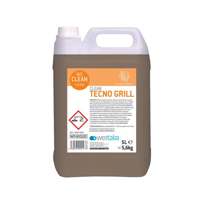 CLEAN TECNO GRILL - DETERGENTE PER FORNI, PIASTRE E GRILL - TANICA DA 5 lt