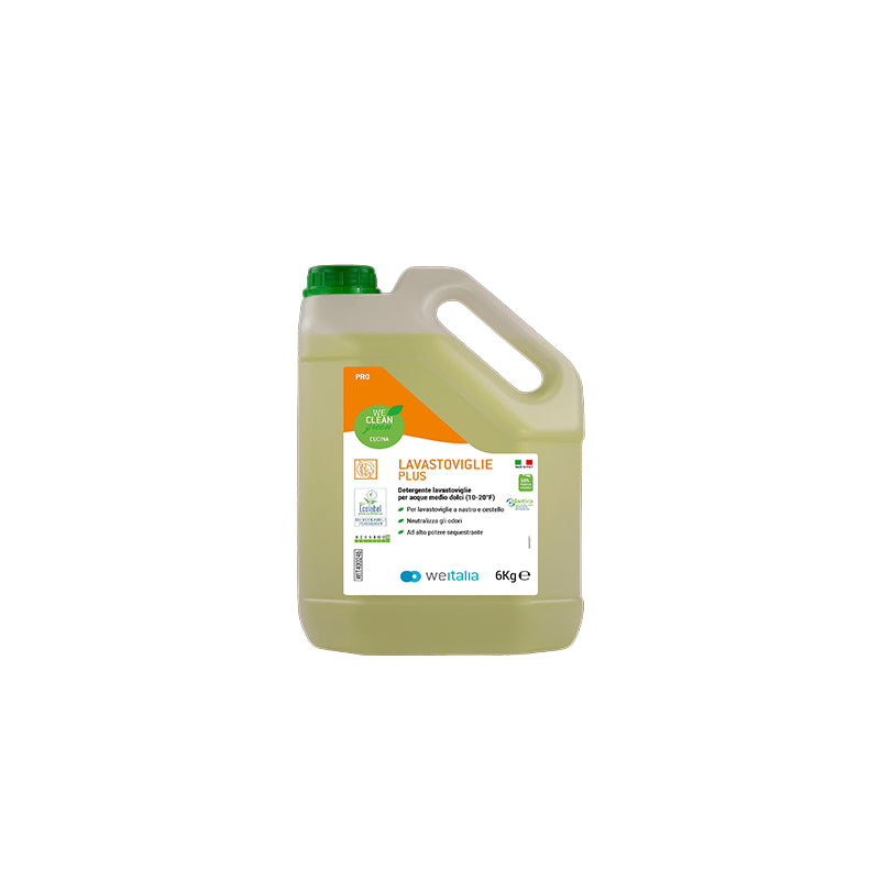 WE CLEAN GREEN LAVASTOVIGLIE PLUS ECOLABEL LT.5 - DETERGENTE LIQUIDO LAVASTOVIGLIE PER ACQUE MEDIO DOLCI