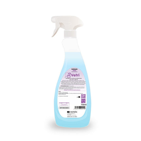 FAST & GO VETRI - DETERGENTE MULTIUSO PROFESSIONALE PER SPECCHI E VETRI - Spruzzatore da 750 ml