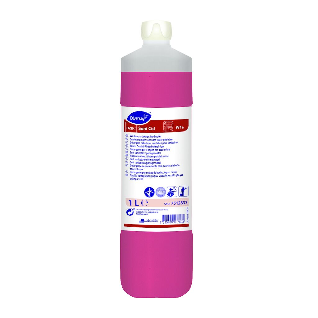TASKI SANI CID DETERGENTE ACIDO PER BAGNI PER ACQUE DURE - Vari formati