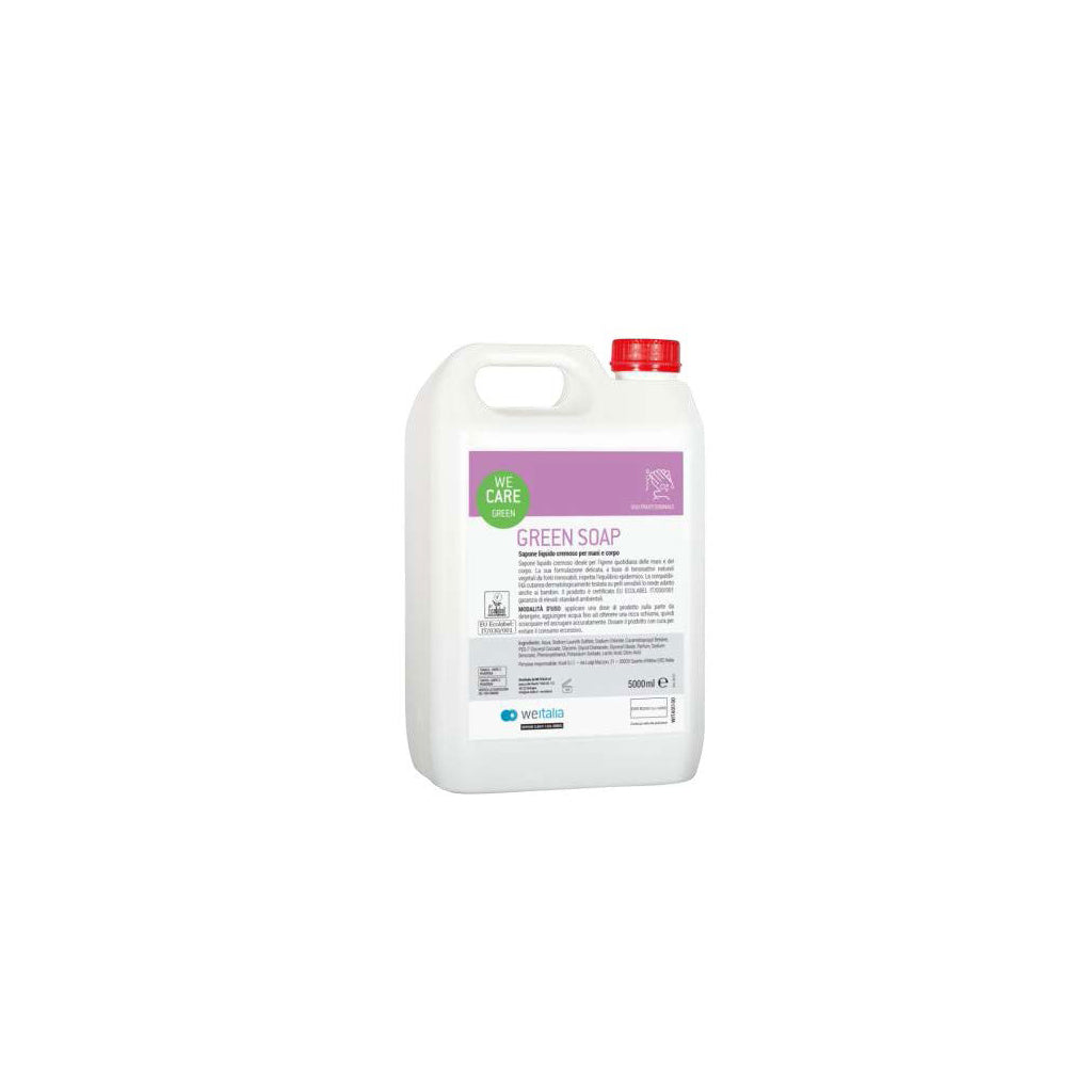 WE CARE GREEN SOAP ECOLABEL lt 5 Sapone liquido cremoso ideale per l'igiene quotidiana delle mani e del corpo