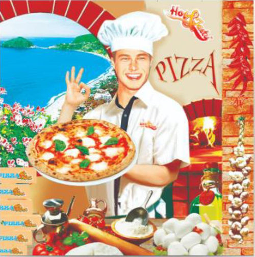 SCATOLA PIZZA TAKE AWAY IMMAGINE TRICROMIA -CONFEZIONE DA 100 PEZZI - VARIE DIMENSIONI