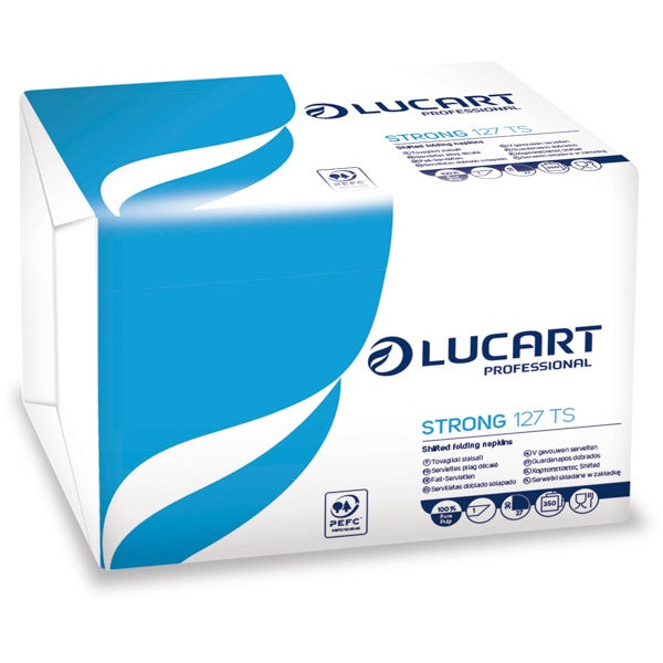 TOVAGLIOLI DISPENSATI STRONG LUCART 127/TS BIANCO - SCATOLA 16 PACCHETTI da 350 PEZZI (tot. 5600 PEZZI)