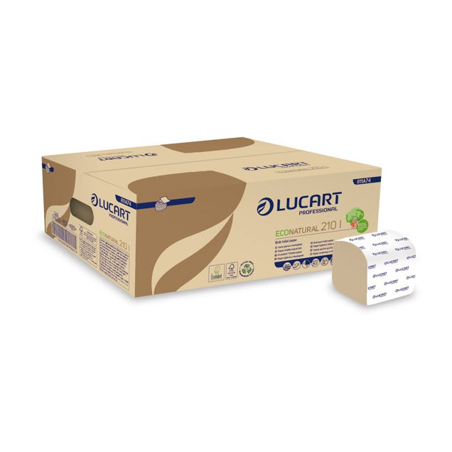 CARTA IGIENICA GOFFRATA INTERFOGLIATA ECO NATURAL 210 - SCATOLA 40 FASCETTE da 210 PEZZI (tot. 8400 PEZZI)