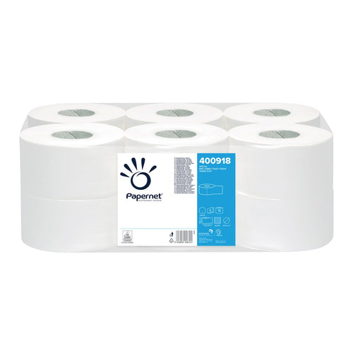 CARTA IGIENICA MINI JUMBO ECOLABEL BIANCA 2VELI MT.152 - Confezione da 12 PZ.