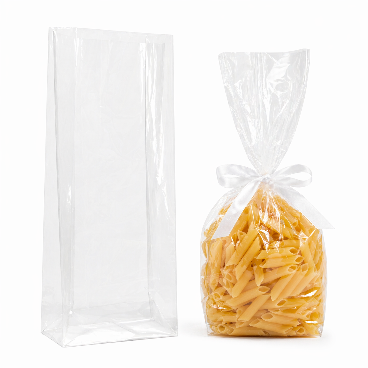 SACCHETTO IN POLIPROPILENE TRASPARENTE PER ALIMENTI CON FONDO QUADRO - VARIE DIMENSIONI