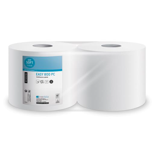 BOBINA CARTA ROTOLO EASY PURA CELLULOSA BIANCO 2V 800 STRAPPI CF.2 PZ.