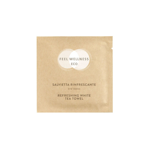 SALVIETTA RINFRESCANTE LINEA FEEL WELLNESS ECO IN FLOWPACK IN CARTA RICICLATA - SCATOLA 500 FLOWPACK