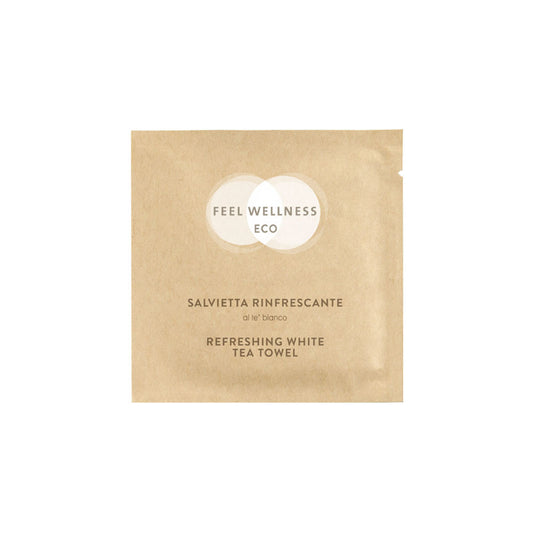 SALVIETTA RINFRESCANTE LINEA FEEL WELLNESS ECO IN FLOWPACK IN CARTA RICICLATA - SCATOLA 500 FLOWPACK