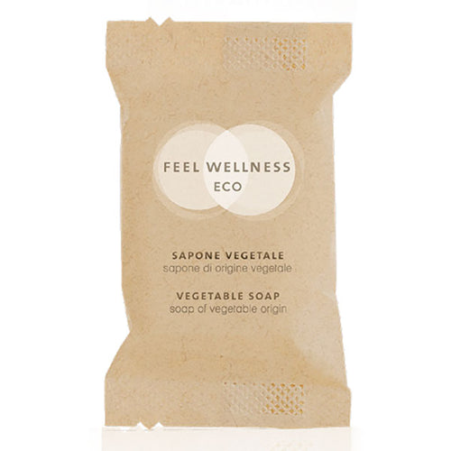 SAPONE RETTANGOLARE MASSAGGIANTE FEEL WELLNESS ECO IN FLOWPACK IN CARTA RICICLATA - SCATOLA 300 FLOWPACK