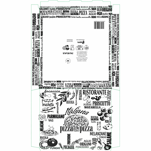 SCATOLA PIZZA TAKE AWAY VINTAGE - 33x33x3,5 cm - CONFEZIONE 100 PEZZI