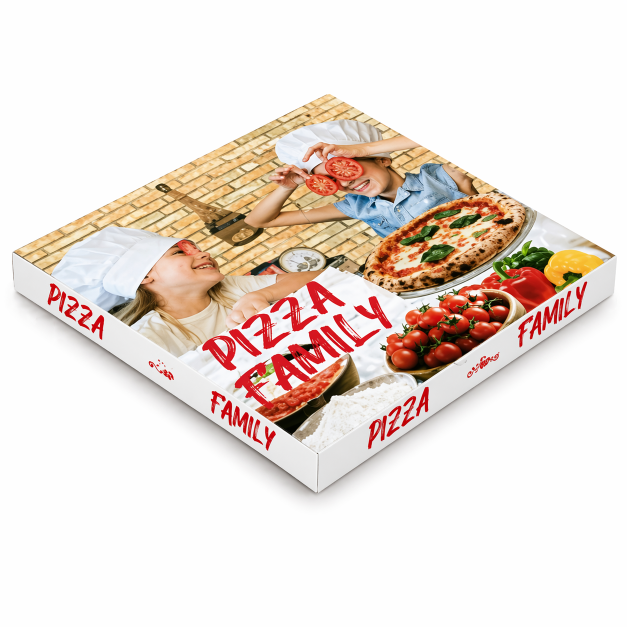 SCATOLA PIZZA TAKE AWAY IMMAGINE FAMILY - 50x50x5 - 50 pezzi