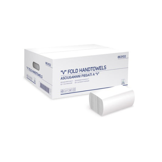 ASCIUGAMANI PIEGATI A "V" 2 VELI ECOLABEL - 20 CONF. da 190 PZ (Tot. 3800 PZ)