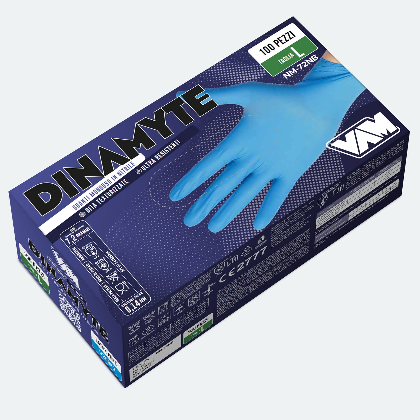 VAM DYNAMITE NITRILE BLUE 7,2 gr - Cartone da 10 scatole da 100 pz