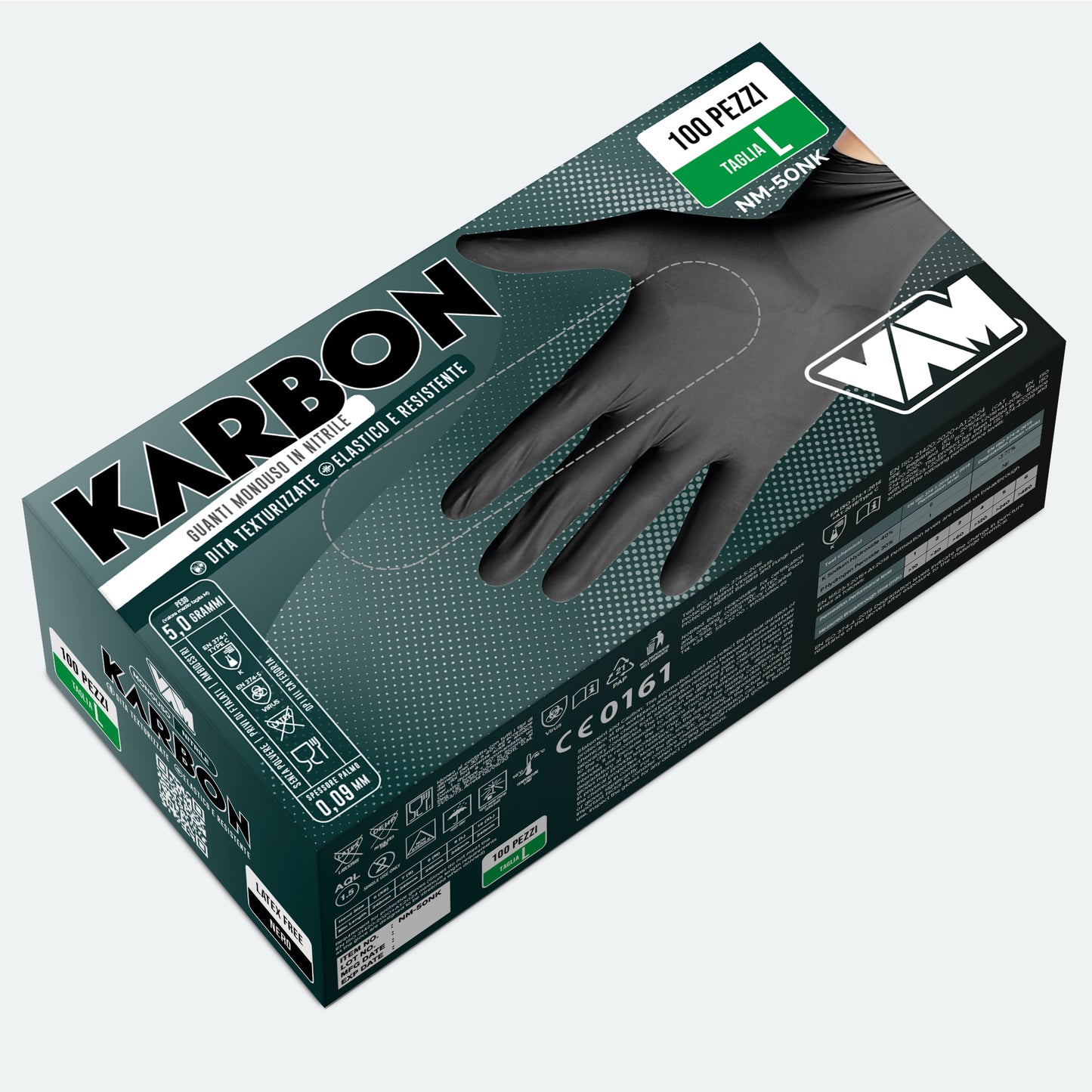 VAM KARBON NITRILE NERO 5,0 gr - Cartone da 10 scatole da 100 pz
