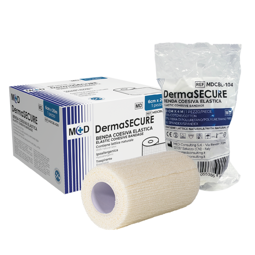 DERMASECURE LATEX - BENDA COESIVA ELASTICA CON LATTICE - 6 cm x 4 m - Confezione da 1 pezzo