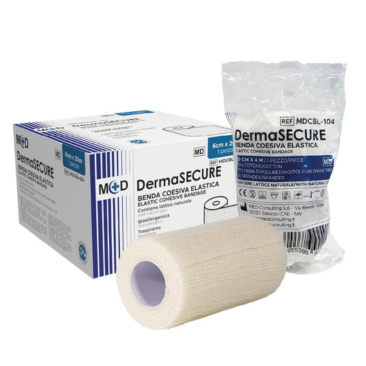 DERMASECURE LATEX - BENDA COESIVA ELASTICA CON LATTICE - 6 cm x 4 m - Confezione da 1 pezzo