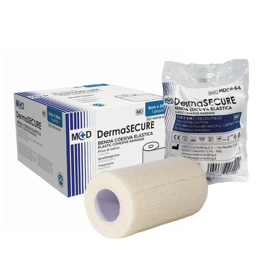 DERMASECURE LATEX FREE - BENDA COESIVA ELASTICA SENZA LATTICE - 6 cm x 4 m - Confezione da 1 pezzo