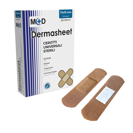 DERMASHEET - Cerotti universali formato medio - 7,2 x 1,9 cm -Confezione da 100 pezzi