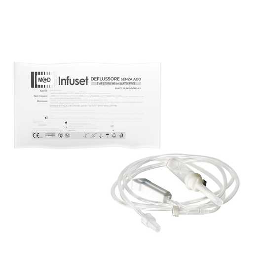 INFUSET 2 VIE - Deflussore per infusioni, dotato di punto di infusione a Y, tubo da 150 cm - Confezione da 25 pezzi