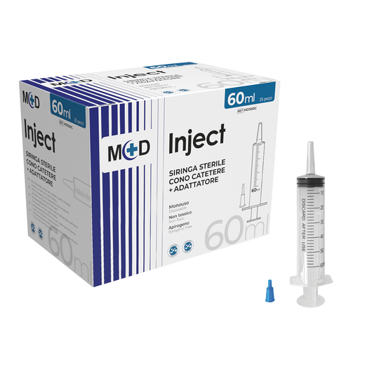 INJECT CONO CATETERE - Siringa monouso con cono catetere per infusioni Vari formati - Confezione da 25 pezzi