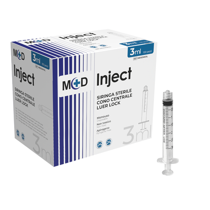 INJECT LUER LOCK - Siringa monouso sterile con cono luer lock. Vari formati - Confezione da 100 pezzi