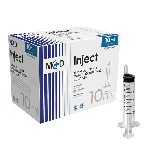 INJECT LUER SLIP ECCENTRICO - Siringa monouso sterile con cono luer slip. Vari formati - Confezione da 100 pezzi