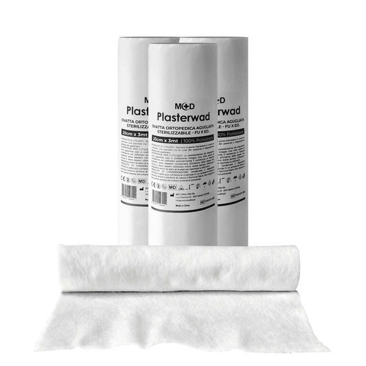 PLASTERWAD SINTETICA - OVATTA ORTOPEDICA AGUGLIATA, STERILIZZABILE - 10 cm x 3 m -  Confezione da 12 pezzi