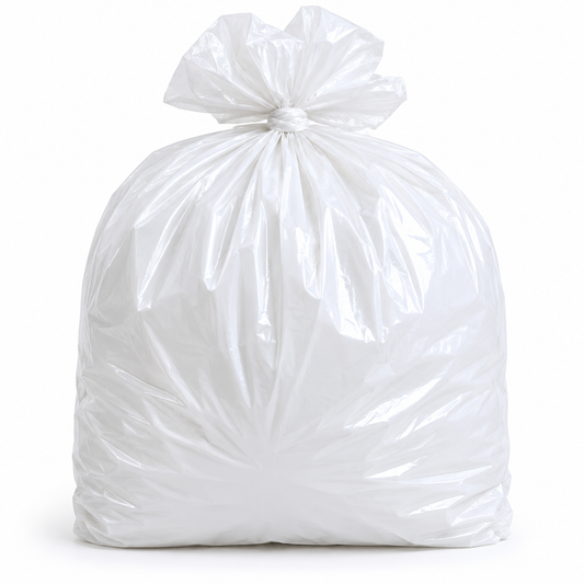 SACCO PER RIFIUTI CON SOFFIETTO IN LDPE RIGENERATO 90x120 cm 180 gr - BIANCO LATTE - SCATOLA DA 20 KG