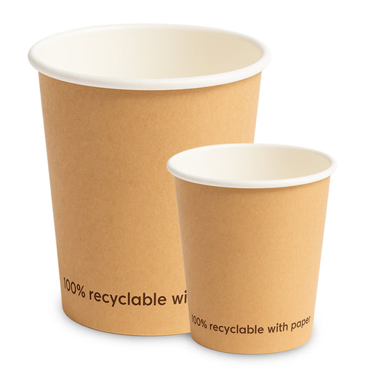 BICCHIERI DA CAFFE' E CAPPUCCINO IN CARTONCINO AVANA DA 100 E 250 ml - CF.50 PZ.