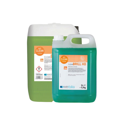 WE CLEAN BRILL HD Brillantante acido concentrato per il lavaggio meccanico delle stoviglie indicato per acque di media ed elevata durezza - Formati lt 5 e lt 20
