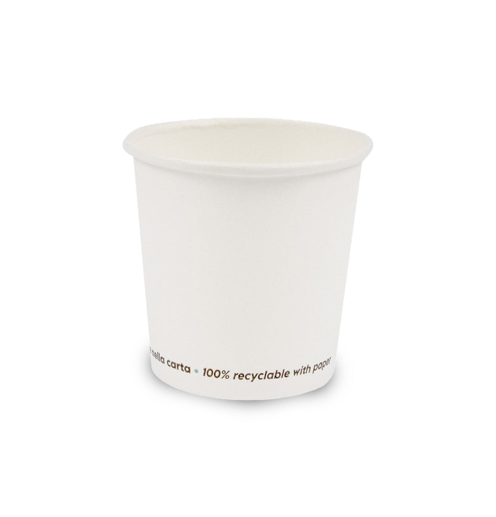 BICCHIERE CAFFE' CARTONCINO BIANCO + PLA "COMPOST ME" ML. 118 CF. 50 PZ.