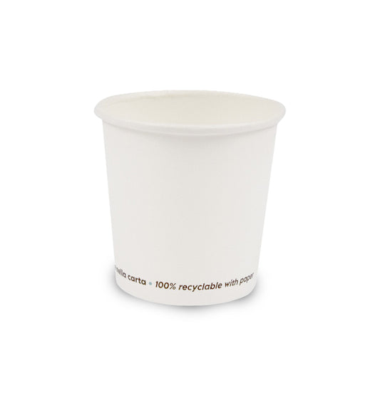 BICCHIERE CAFFE' CARTONCINO BIANCO + PLA "COMPOST ME" ML. 118 CF. 50 PZ.