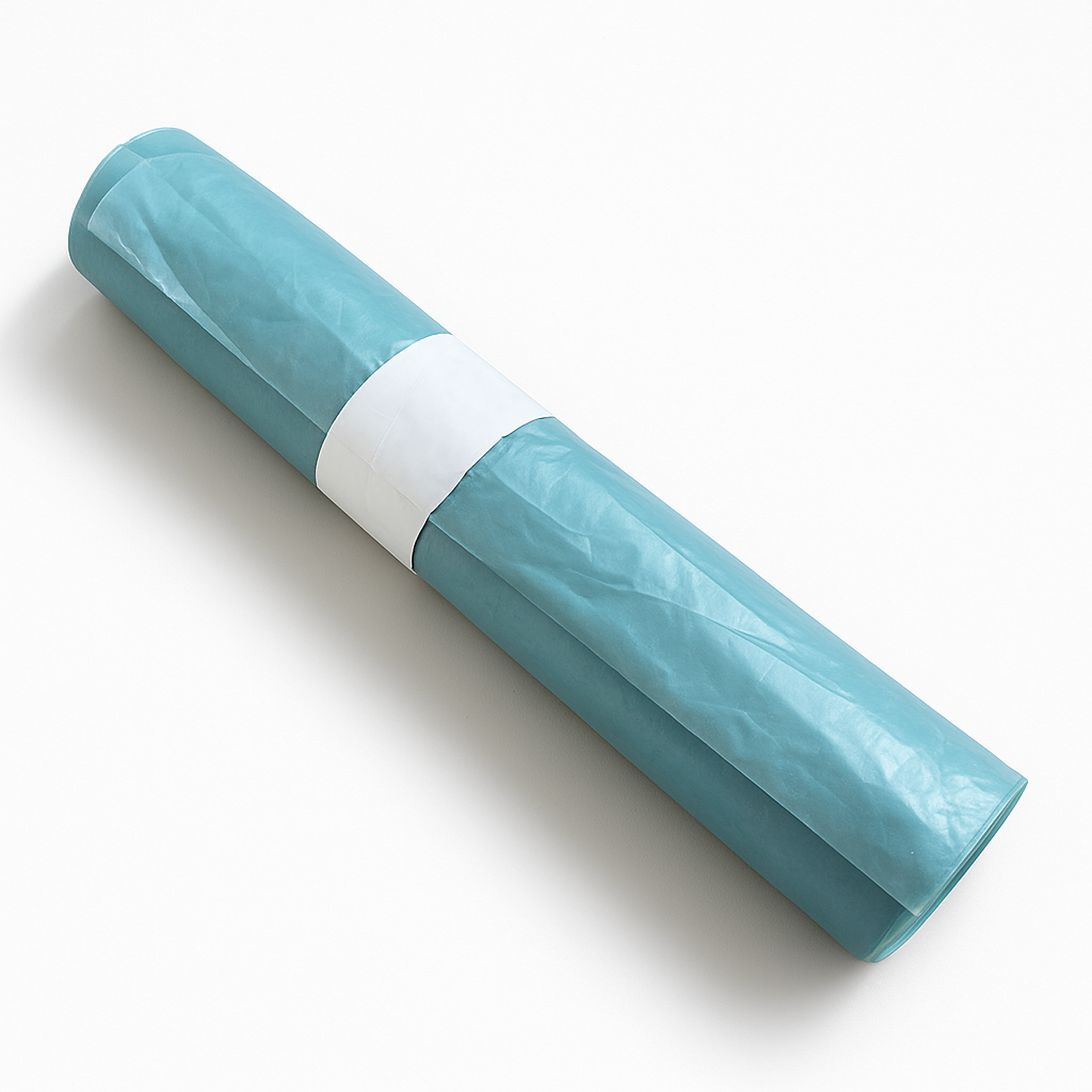 SACCHI RIFIUTI A ROTOLO AZZURRI CON MANIGLIE E PROFUMO - 65x55 cm - ROTOLO DA 15 PEZZI