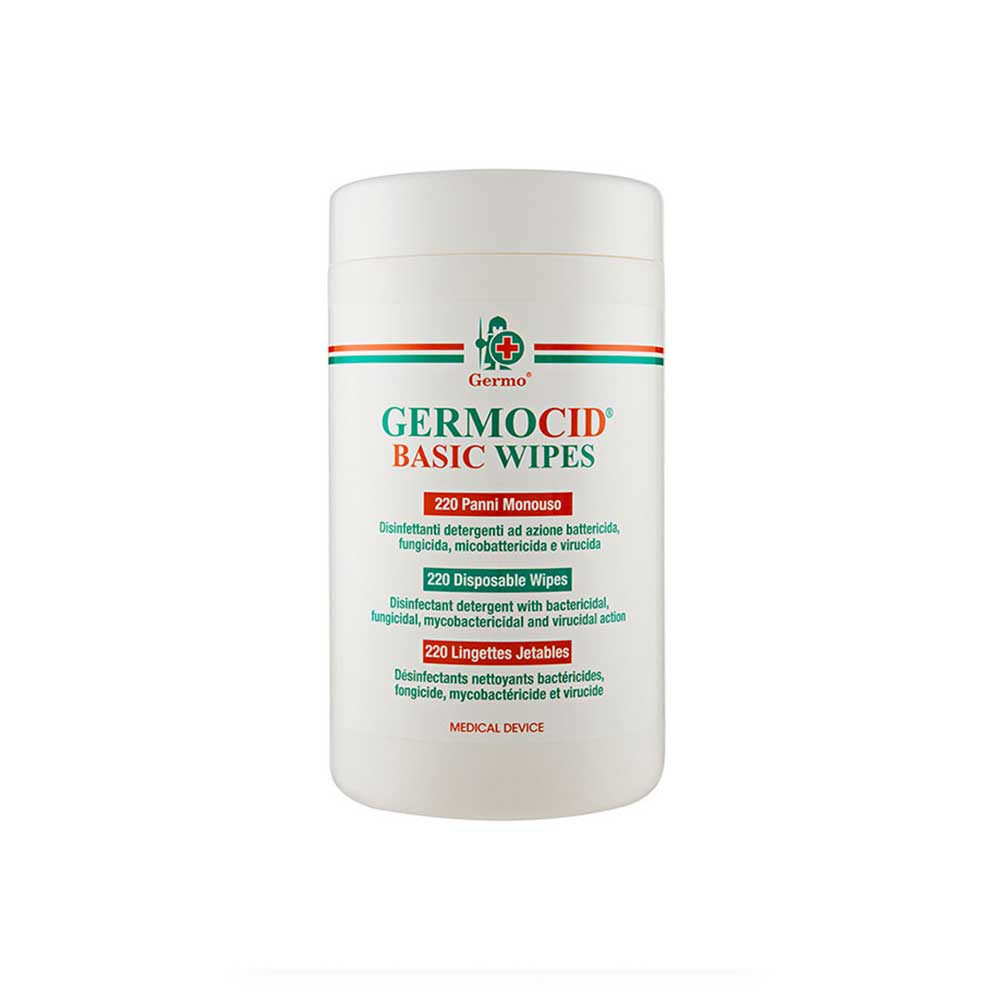 GERMOCID BASIC WIPES 220 - Panni detergenti disinfettanti per dispositivi medici non invasivi (BARATTOLO 220 PZ)